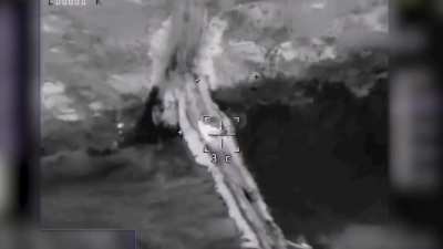 ru pov - Russian LMUR missile hits what looks like a BMP on a bridge