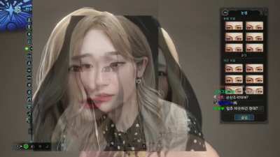 Korean streamer's character customization skills in video game