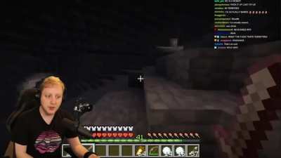 Minecraft hardcore player reacts to damage from a new mob
