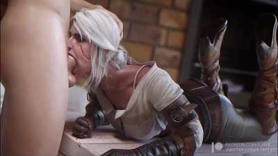Ciri getting throatfuck [with sound] (by FJAYEART and color corrected by ME)