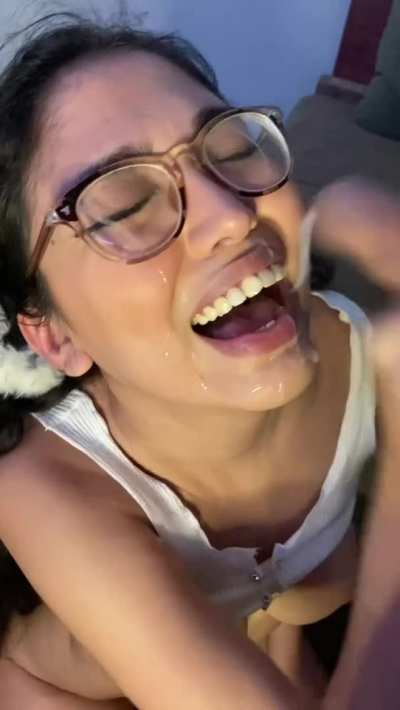 PSA: Glasses look cute covered in cum
