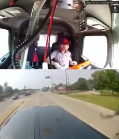 old man gets hit by a train while driving his truck.