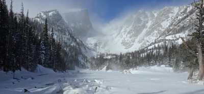 Ferocious wind at Dream Lake, Rocky Mountain National Park, Colorado