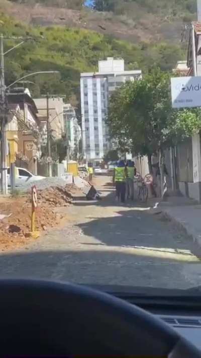 The heat has everyone on edge. Construction Worker takes it to next level.