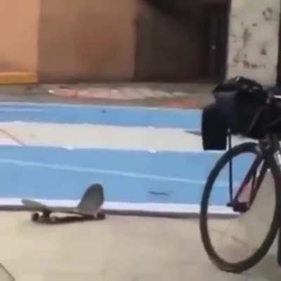 Smashing a skateboard