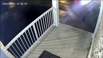 Person comes to kick at the front door