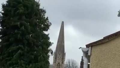 St Thomas church spire in Somerset, UK, topples due to storm Eunice