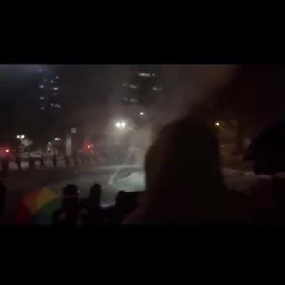 Last night protestors facing off against Feds in Portland.