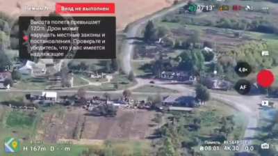Ru Pov: Direct Fpv drone strike on a Ukrainian pick up truck with multiple soldiers in the Kursk Region