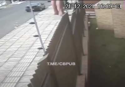 Man falls on fence, severing his arm from the torso.