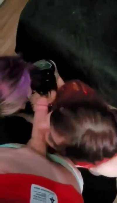 She plays with my breasts as she waits her turn watching me work his big cock