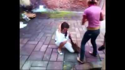 6 vs 1. Pay attention to the girl who sits on the victims back and then puts her cigarette out on her neck. Adding ‘Insult to injury’ never really applied as perfectly as it does here.