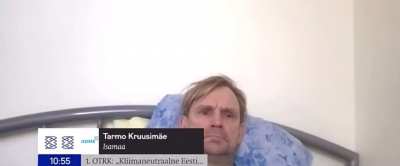 Estonian parliament member is given a chance to ask a question in session, doesn’t realise he’s been connected via video