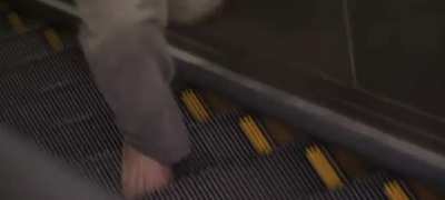 Hey watch out, he's barefooted