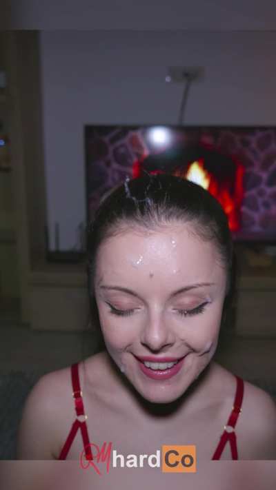 Naughty cumslut getting covered in cum