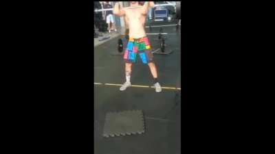 While lifting weights