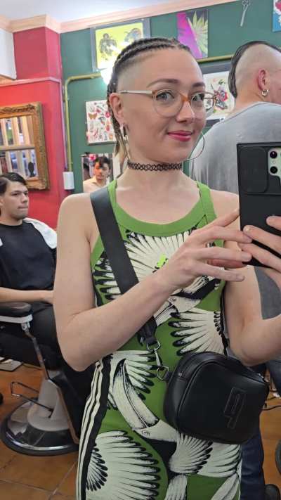 Freshly cut hair and braids