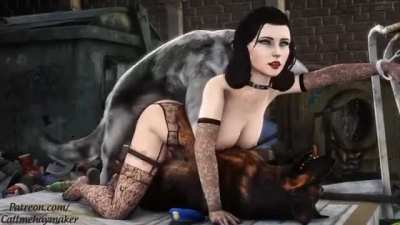Elizabeth double-teamed (callmehaymaker, Lerico213) [BioShock Infinite]