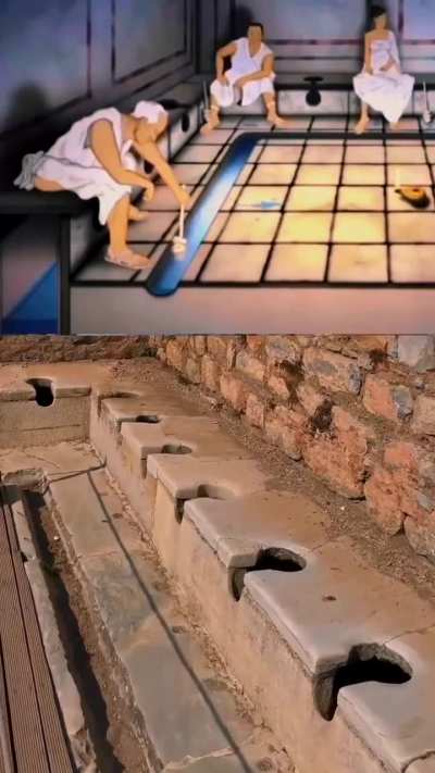 Rendition of how Roman ancient bathrooms work