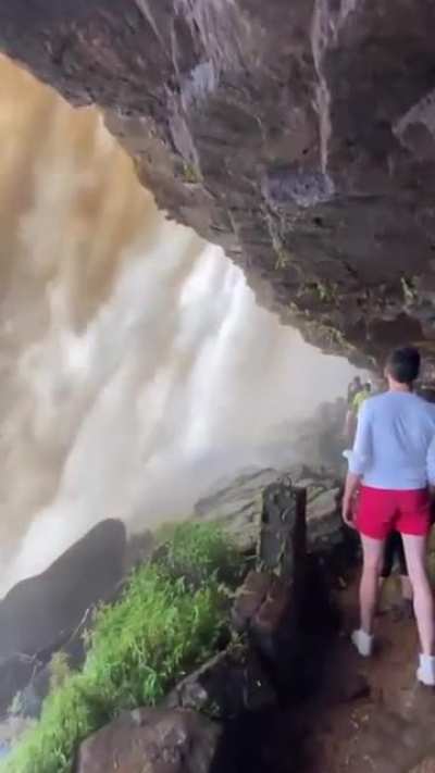Inside waterfall