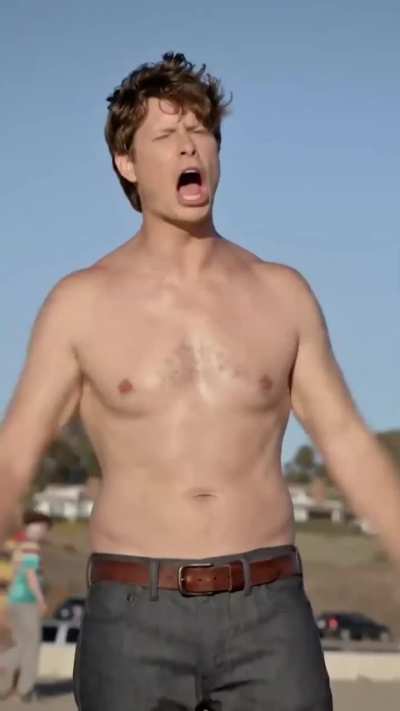 Adam and Ders, shirtless on the beach and wearing jeans 😂 🏖