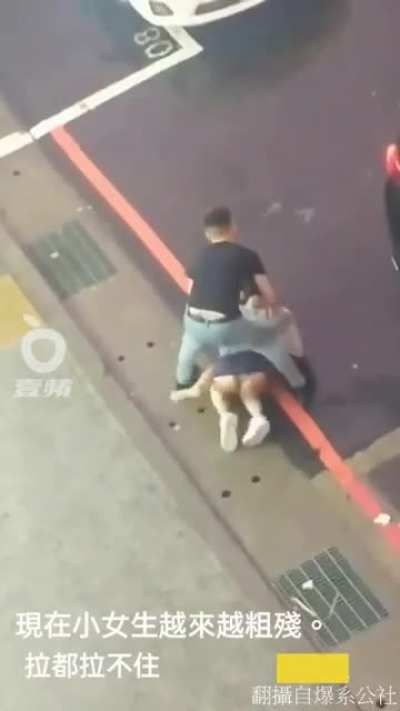 Asian real street catfight that turns into real street catballing 
