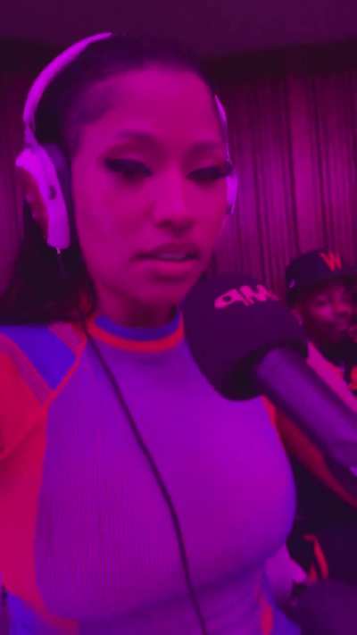 Nicki Minaj in the studio wit gang ready to press the button on Cardi B and Offset. Says she is a shot caller n the Atlanta couple don't want no parts