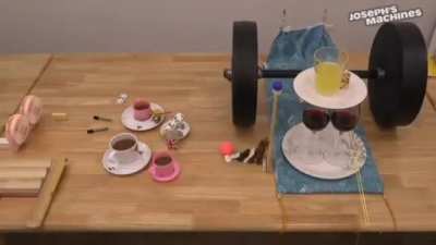 Rube Goldberg Machine + Tablecloth Trick Combo!