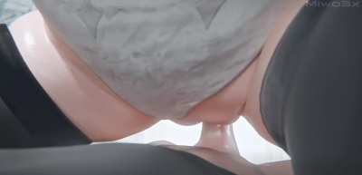 Riding dick and getting filled with cum creampie - 3d sex