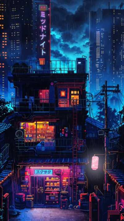 A Quiet Neon Night - Live Wallpaper