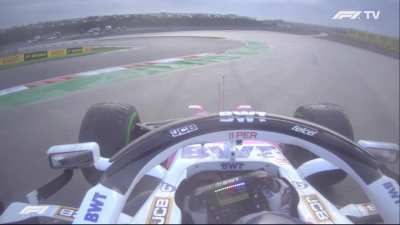 Unseen: Perez Spins after being held up by Giovinazzi on his final Q3 Run