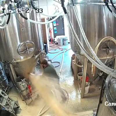 Catastrophic failure of racking arm at the start of transfer to brite. Kept calm. Got it under control. Lost 4bbls or so out of the 30bbl tank.