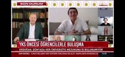 Erdoğan'ın #yks2020 yayınında sufle: Yayındaki gençlerden birine 