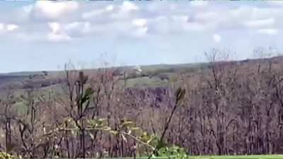Ukrainian paratrooper using Javelin missiles against Russian vehicles during battles in eastern Ukraine