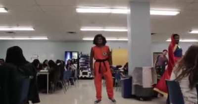 Kid goes super saiyan in high school cafeteria. The good ol’ days