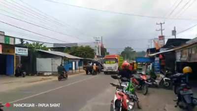 Convoy of Supporters of Brazil in Manokwari, West Papua, Indonesia