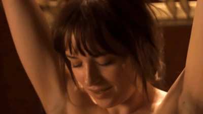 Dakota Johnson trying to stay in character