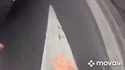 [Hungary] Hit and run. Police van right behind