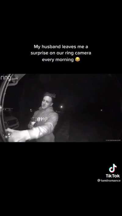 Leaving a surprise on the ring camera every morning