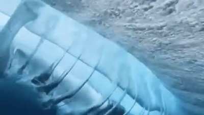 Wawe breaking underwater