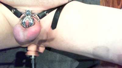 Short clip from 3 hour session on my fucking machine while in a flat cage