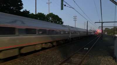 A very late Lake Shore Limited passing by.