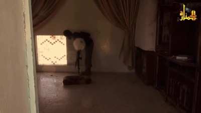 Video released by Jabhah al-Nuṣrah titled The Battle of Abū al-Wafā al-Anṣārī Scenes from the Epic Battles of Liberating the Village of Khān al ‘Asl – Aleppo [Syria] (August, 2013)