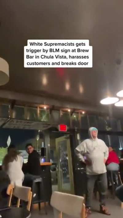 Racist MAGA dumbfuck loses his mind because a bar has a sign in support of Black Lives Matter