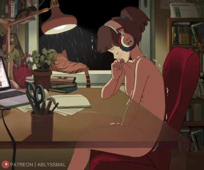 Lofi girl taking a study break GIF by ablyssmal