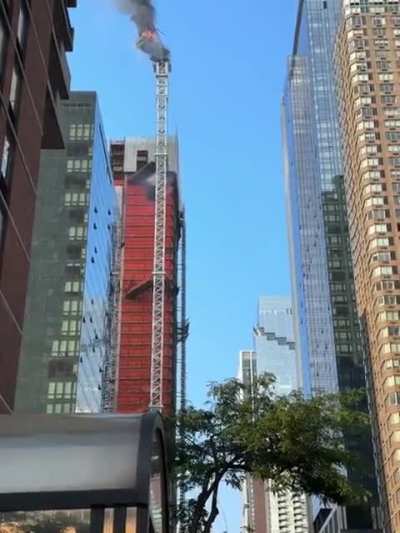 Crane fire in Hell’s Kitchen, Manhattan earlier today