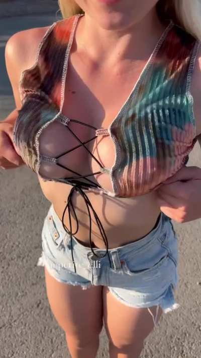 I have to say that they look good in this top, but even better dropping out