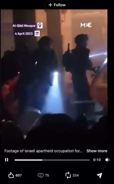 Israeli Soldiers unleash terror on worshippers at the Al-Aqsa Mosque in Jerusalem