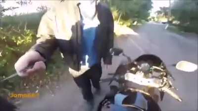 tries to steal motorcycle