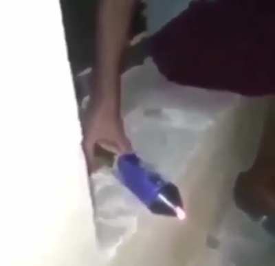The wrong way to light up fireworks